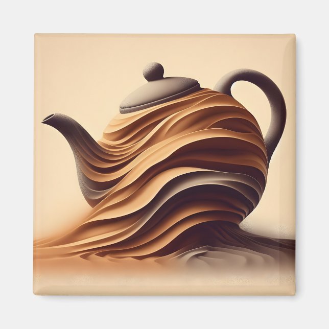 Abstrakt minimalistisk Zen flödande tekanna Magnet (Framsidan)