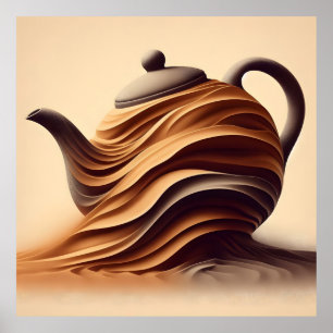 Abstrakt minimalistisk Zen flödande tekanna Poster