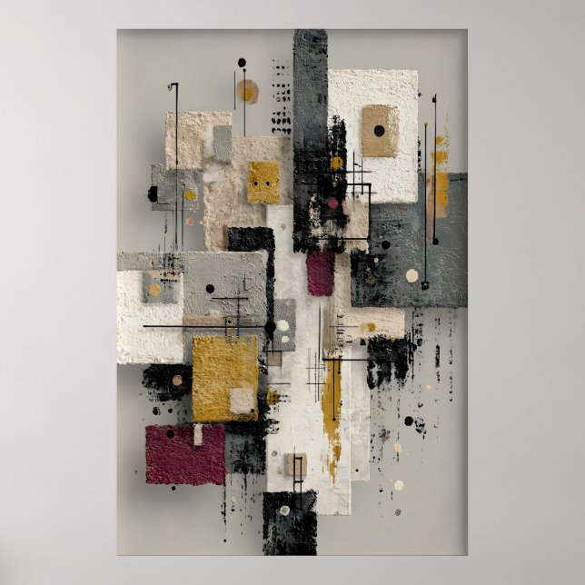 Abstrakt minimalistiskt penseldragsutskrift, utskr poster (Framsidan)