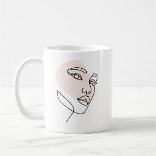 Abstrakt minimalt kvinnligt enradigt konst kaffemugg