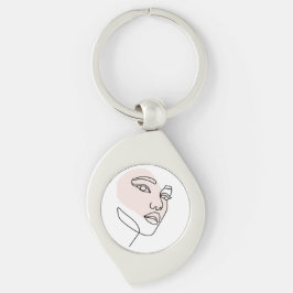 Abstrakt minimalt kvinnligt enradigt konst swirl silverfärgad nyckelring