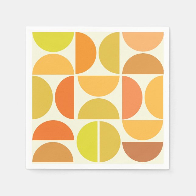Abstrakt mitten av seklet modern cirklar orange gu pappersservett (Framsidan)