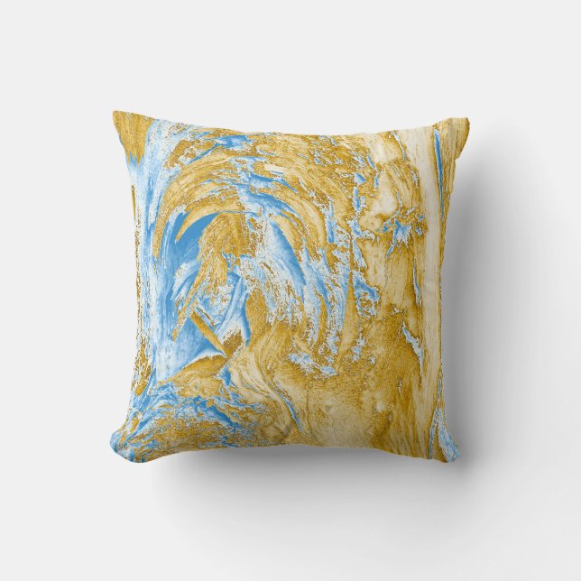 Abstrakt Mjuk blå: Golden Touches. Kudde (Framsida)