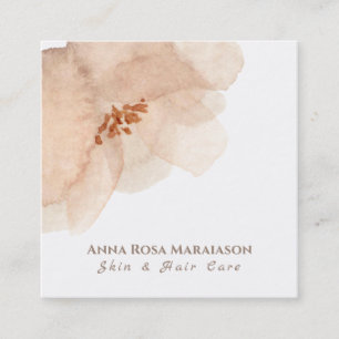 ~* Abstrakt Mjuk persika-Blommigt, vattenfärg Fyrkantigt Visitkort