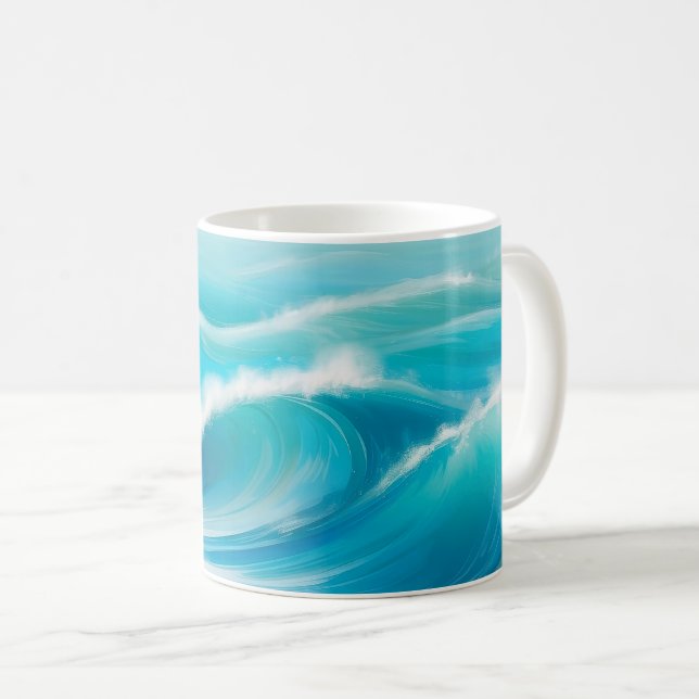 Abstrakt Mjuka blå havet Vatten Vinkarare Stänk Kaffemugg (Framsida höger)