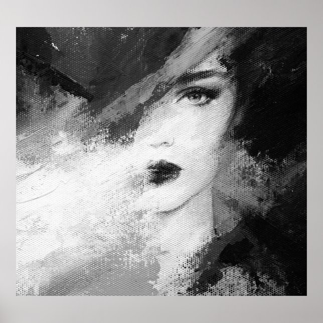 Abstrakt Mode Woman Acrylic Painting Poster (Framsidan)