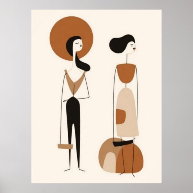 Abstrakt Modefigurer Väggkonst | Minimalistisk  (Framsidan)