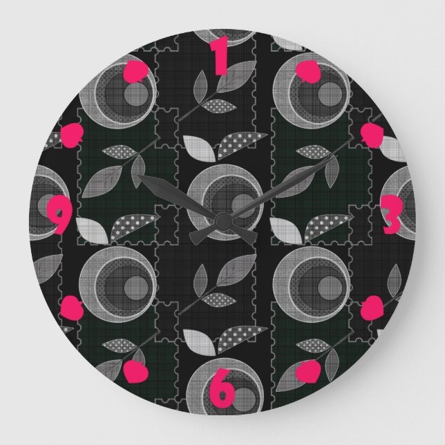 Abstrakt modern äppelfrukt löv  geometrisk bla stor klocka (Framsida)