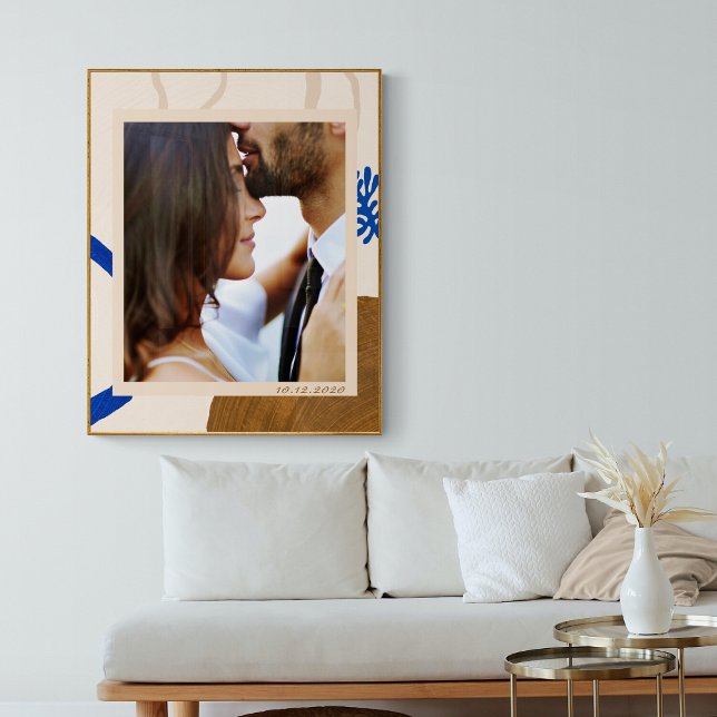Abstrakt Modern Art Beige Blue Anpassningsbar Phot Poster (Skapare uppladdad)