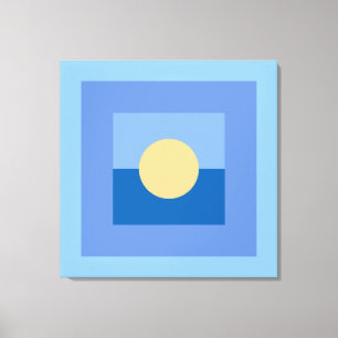 Abstrakt Modern Art Blue Squares Gult Circle Canvastryck