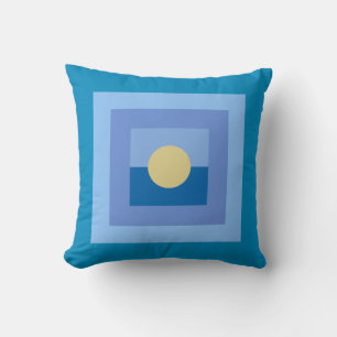 Abstrakt Modern Art Blue Squares Gult Circle Kudde