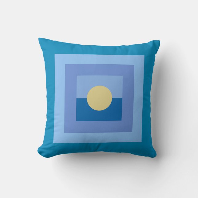 Abstrakt Modern Art Blue Squares Gult Circle Kudde (Framsida)