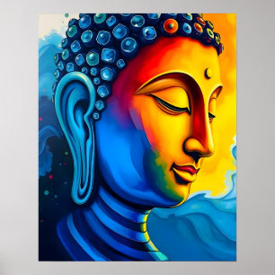 Abstrakt Modern Art Buddha Porträtt Painting Poster