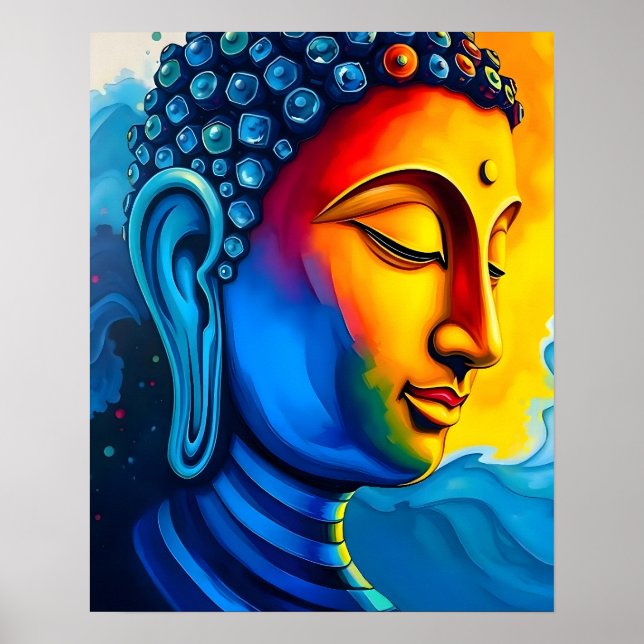 Abstrakt Modern Art | Buddha Porträtt Painting Poster (Framsidan)