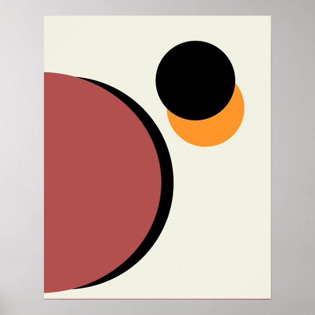 Abstrakt Modern Art Circles Orange Brown Black Poster (Framsidan)