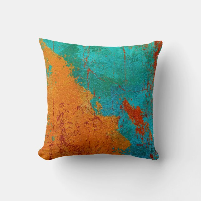 Abstrakt Modern Art Dekorativ kudde Orange Red Blu (Framsida)