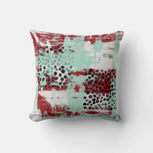Abstrakt Modern Art Dekorativ kudde Red Mint Grönt