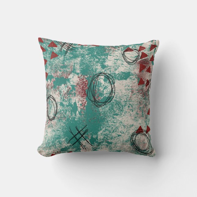 Abstrakt Modern Art Dekorativ kudde Teal Burgundy  (Framsida)