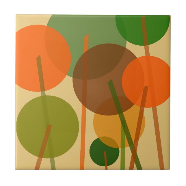Abstrakt Modern Art Geometric Blommönster Kakelplatta (Framsidan)