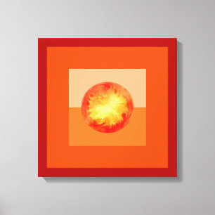 Abstrakt Modern Art Geometric Fiery Sol Canvastryck