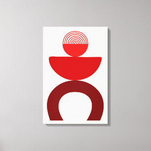 Abstrakt Modern Art Geometries Shapes Red Canvastryck