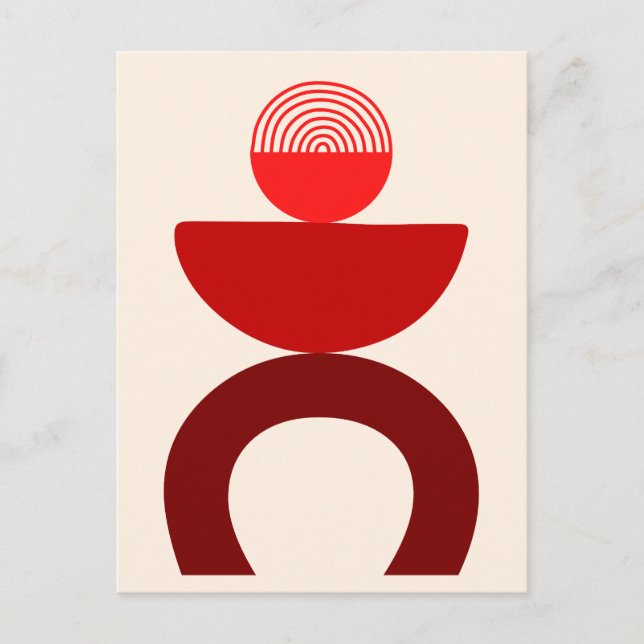 Abstrakt Modern Art Geometries Shapes Red Helg Vykort (Framsida)