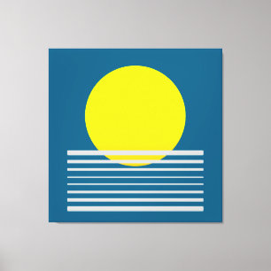 Abstrakt Modern Art Gult Sol och Sea Landscape Canvastryck