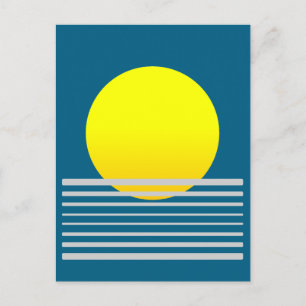 Abstrakt Modern Art Gult Sol och Sea Landscape Vykort