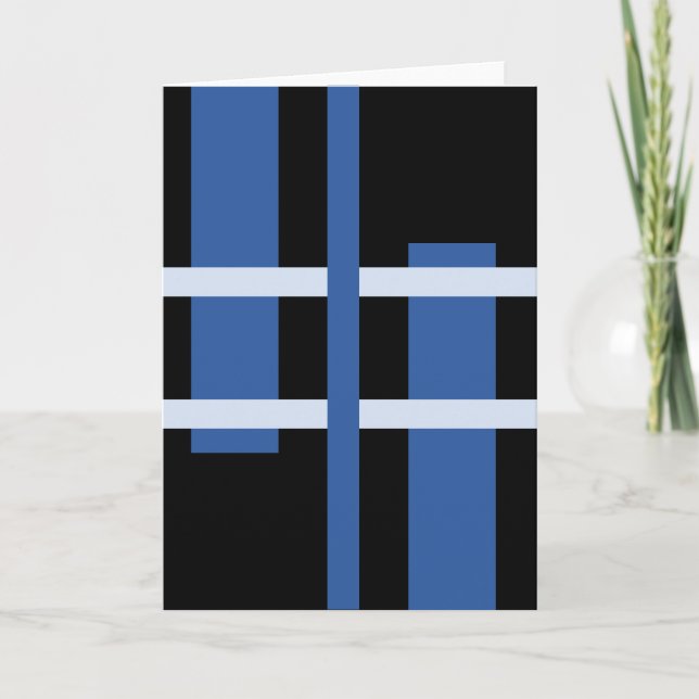 Abstrakt Modern Art Linjer Blue Black Tack Kort (Framsida)