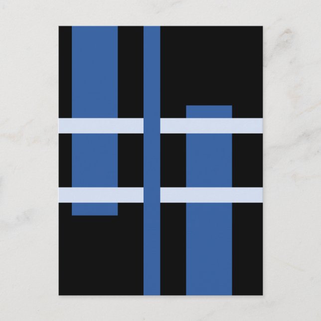 Abstrakt Modern Art Linjer Blue Black Vykort (Framsida)