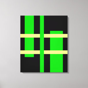 Abstrakt Modern Art Linjer Grönt Gult Black Canvastryck