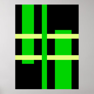 Abstrakt Modern Art Linjer Grönt Gult Black Poster