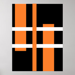 Abstrakt Modern Art Linjer Orange White Black Poster
