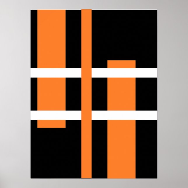 Abstrakt Modern Art Linjer Orange White Black Poster (Framsidan)