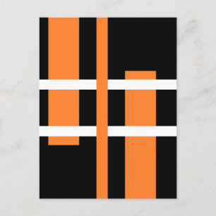 Abstrakt Modern Art Linjer Orange White Black Vykort