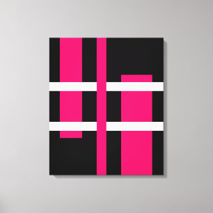 Abstrakt Modern Art Linjer Rosa White Black Canvastryck