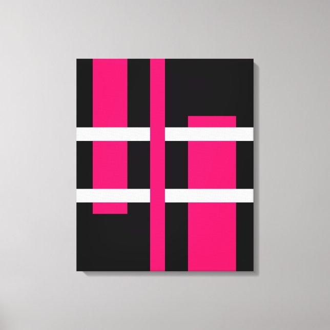 Abstrakt Modern Art Linjer Rosa White Black Canvastryck (Framsida)