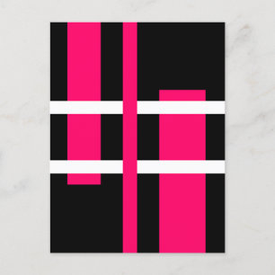 Abstrakt Modern Art Linjer Rosa White Black Vykort