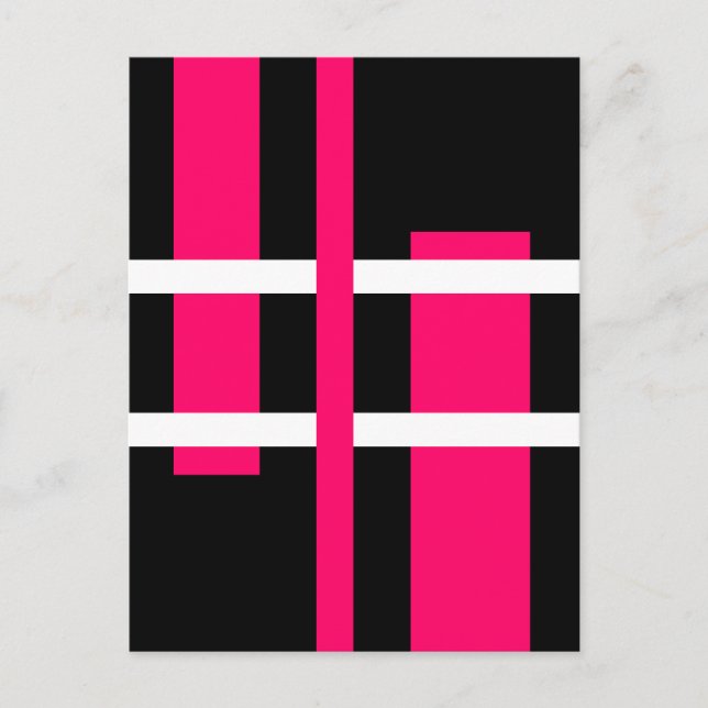 Abstrakt Modern Art Linjer Rosa White Black Vykort (Framsida)