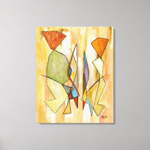 Abstrakt Modern Art lite Trendig Chic Beigereen Canvastryck