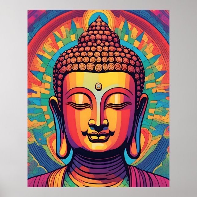 Abstrakt Modern Art | Lugn Buddha Porträtt Poster (Framsidan)
