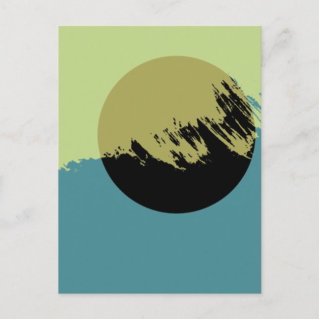 Abstrakt Modern Art Mörk Circle Vykort (Framsida)