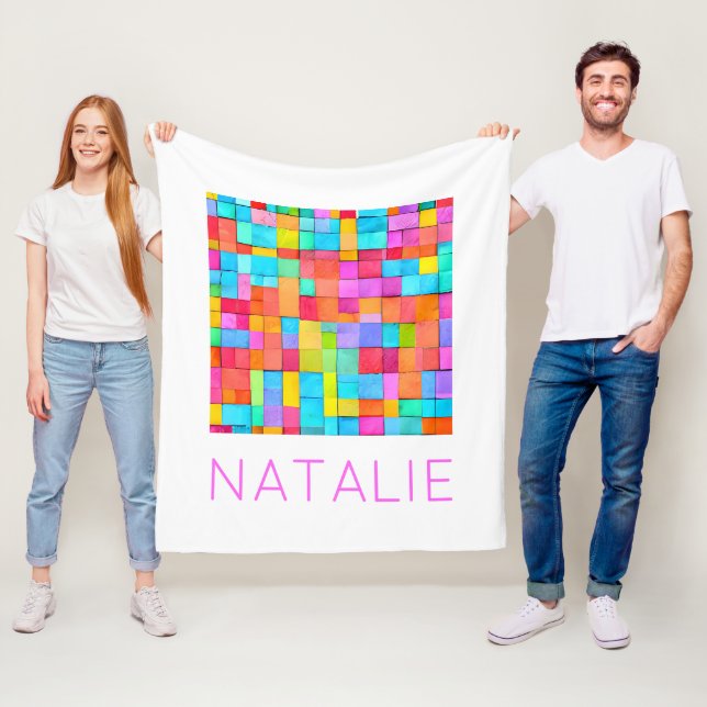 Abstrakt Modern Art NAMN Colorful Roligt Fleecefilt (På plats)