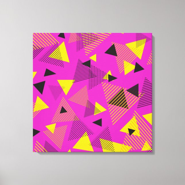Abstrakt Modern Art Triangles Lila Gult Black Canvastryck (Framsida)