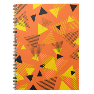 Abstrakt Modern Art Triangles Orange Gult Black Anteckningsbok