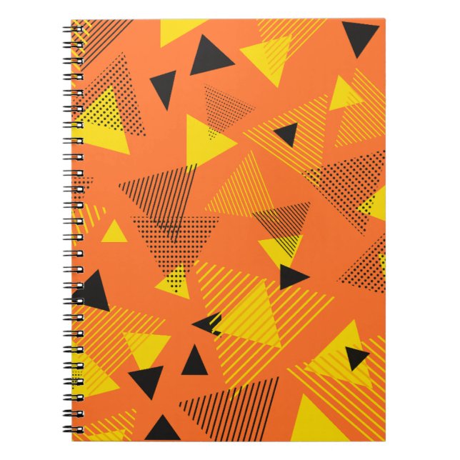 Abstrakt Modern Art Triangles Orange Gult Black Anteckningsbok (Framsidan)