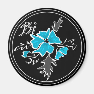 Abstrakt modern bläckblomma grått svartvit löv pri magnet