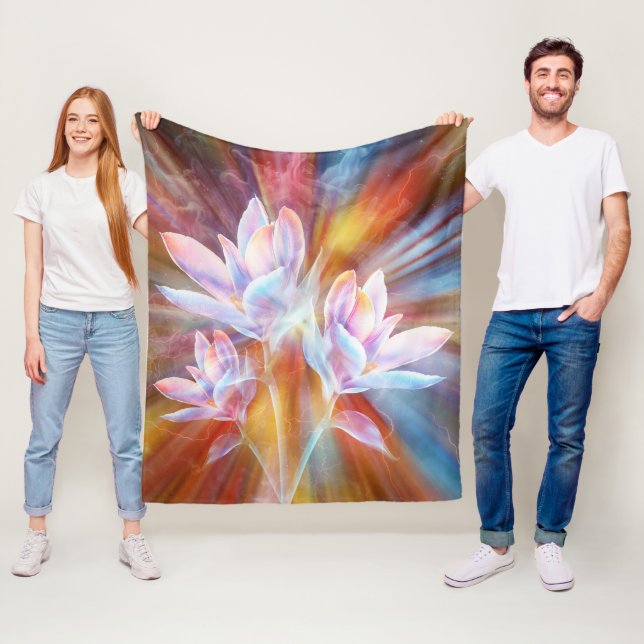Abstrakt modern blomkonst fleecefilt (På plats)