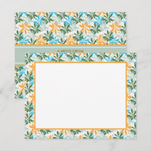 Abstrakt Modern Blomma I Färgrik Blå och Orange Anteckningskort