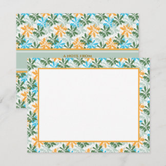 Abstrakt Modern Blomma I Färgrik Blå och Orange Anteckningskort